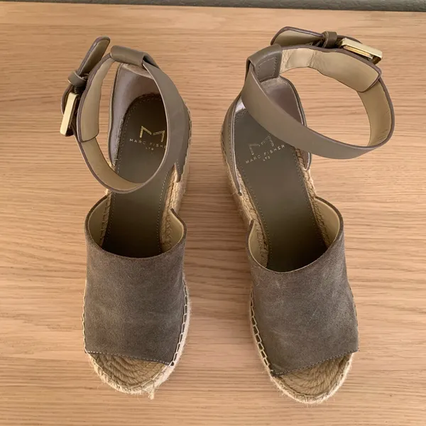 Marc Fisher Grey/Olive Espadrille Wedges - Image 2
