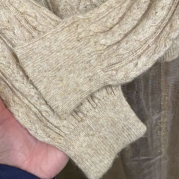 Abercrombie & Fitch Neutral Grandpa Knit Cotton Acrylic Chunky Sweater XS - Image 5