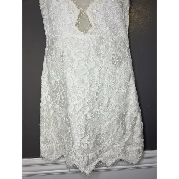 STORIA Last First Kiss Dress Womens Small White Lace Sheath Mini Wedding Party - Image 3