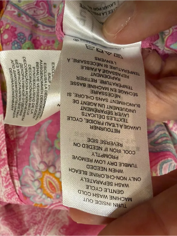Lauren Ralph Lauren XS Pink Paisley Linen Blend Nightgown Sleep Shirt | Like New - Image 10