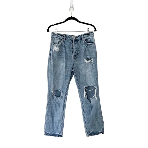 PACSUN Distressed High Rise Mom Jeans Medium Wash sz 27 - Image 3