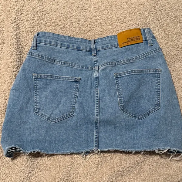 Distressed Denim Mini Skirt - Image 2