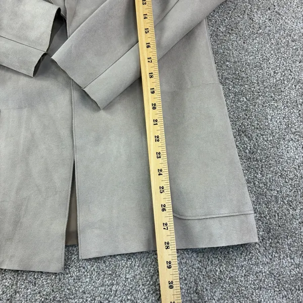 Joan Vass New York Faux Leather Blazer Women S Tan Open Front Faux Suede‎ Career - Image 4