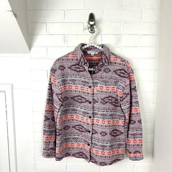 Mountain + Isles Boho Western Thick Knit Button Down Shirt / Shacket Size XS - Image 2