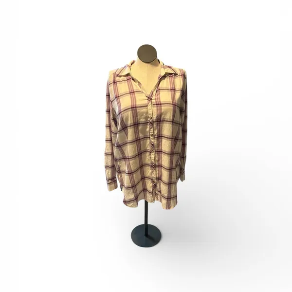 Knox Rose White Sand Plaid Button-Up Shirt New Size XL - Image 5