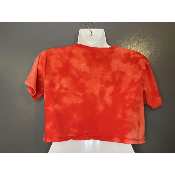 Disney Shirt Juniors XS Red Minnie Mouse Graphic Tie Dye Cropped Tee Top - Image 4