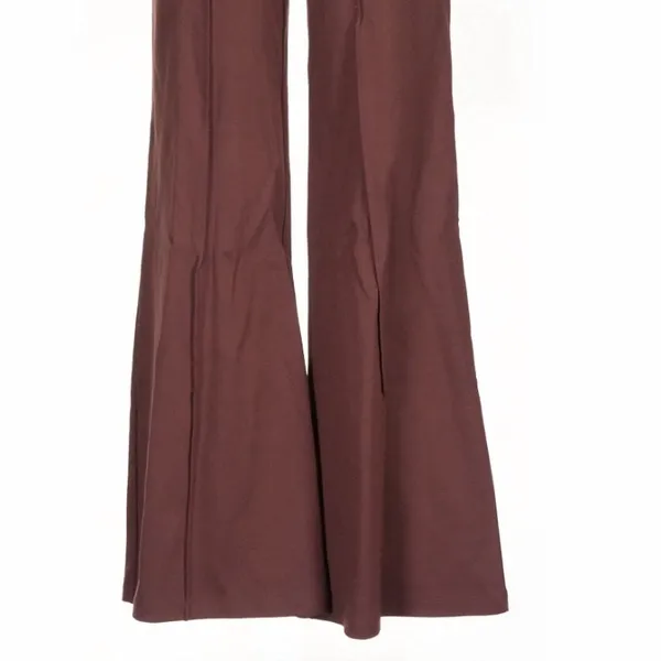 Le Bop Brown Flare Pants High Waisted Seam Detail Small Minimalist Fall - Image 4