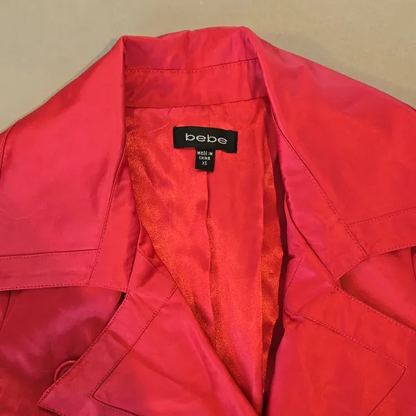 Bebe Gorgeous Red Long Sleeves Trench Coat - Image 5