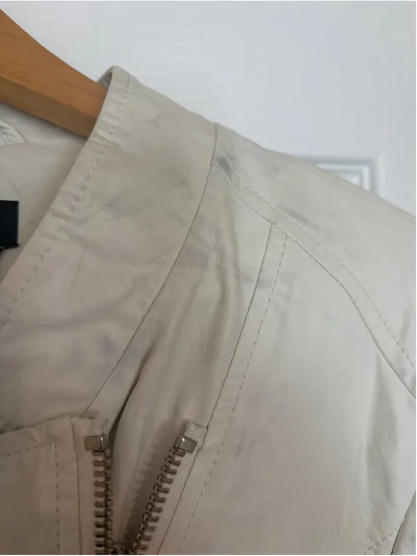 NWT bebe Faux Leather Moto Jacket L Cream Motorcycle Edgy H10 - Image 12
