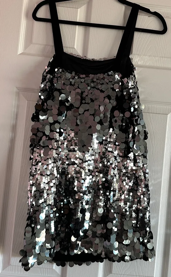 ZARA Sequin Silver Mini Dress - Image 8