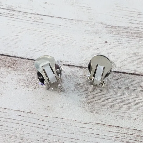 Vintage Clip On Earrings Iridescent 5/8" - Image 5