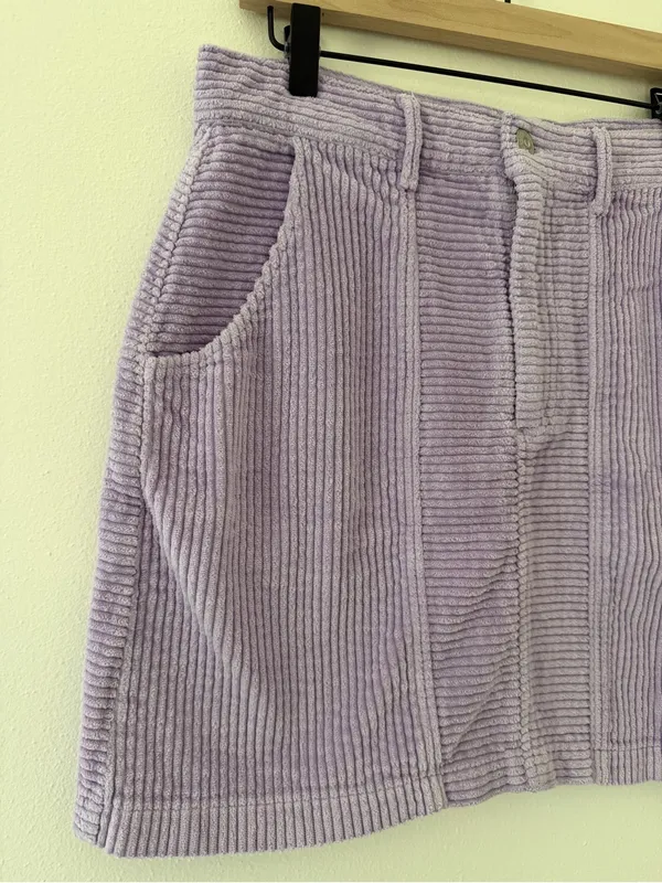 BDG Urban Outfitters Y2K TumblrGirl Retro Purple Cotton Ribbed Mini Skirt Large - Image 3