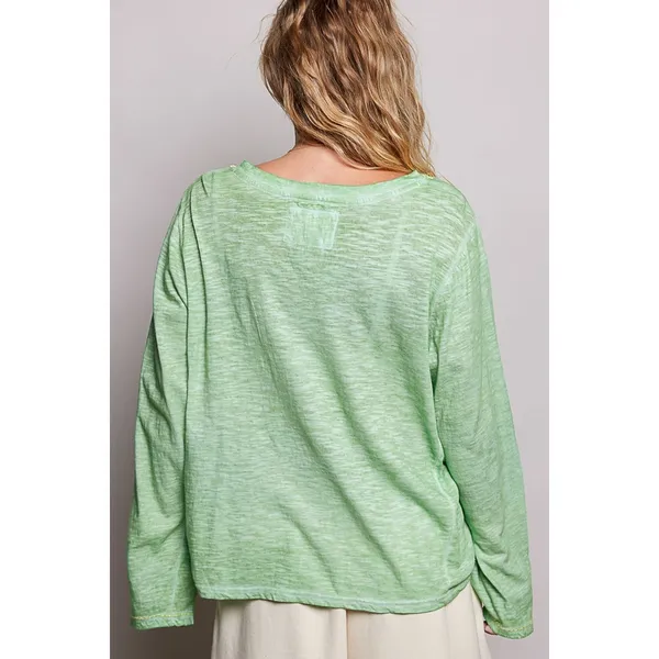 POL V-Neck Contrast Stitch Lightweight Knit Long Sleeve Top - Large - Image 3