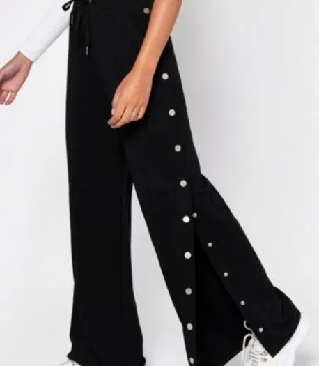 Snap Button Track Pants Black - Image 2
