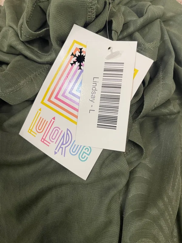 LuLaRoe Lindsay Olive Green Sheer Open-Front Kimono Cardigan Topper Duster - Image 4