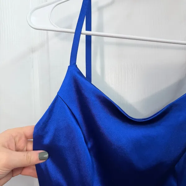 NEW IRIS electric blue bodycon stretch‎ formal adjustable mini dress shiny gloss - Image 2