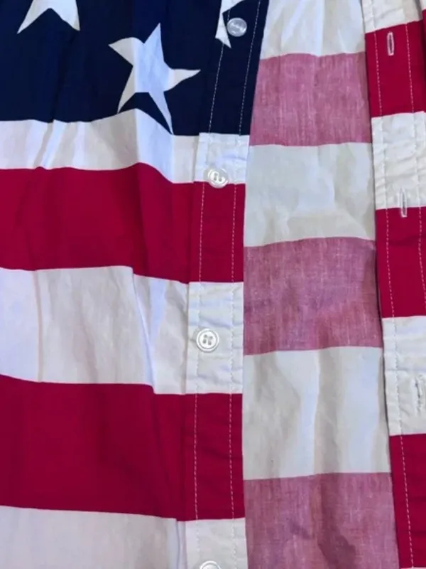 Fifth Sun Unique Red White & Blue Patriotic Stars and Stripes Striped Shirt - Image 5