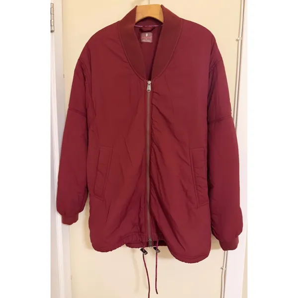 Free People | Oversized Bomber Jacket in Burgundy size Small - Image 4