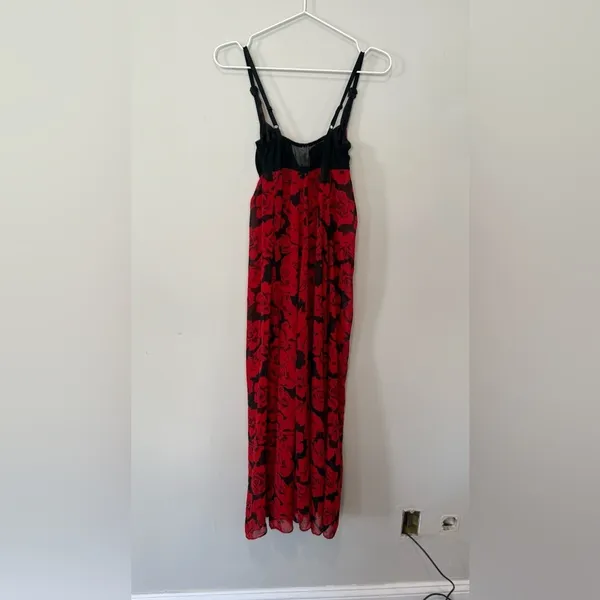 Victoria's Secret Black & Red Vintage with Floral Pattern Dress Size XS 2148 - Image 7