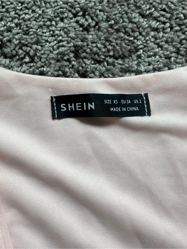 SHEIN Light Pink Wrap-Front Ruched Mini Dress - Image 4