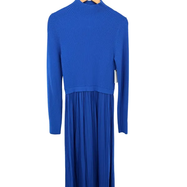 NEW Anthropologie The Thea Twofer Sweater Maxi Dress‎ Mock Turtle Neck M Blue - Image 5