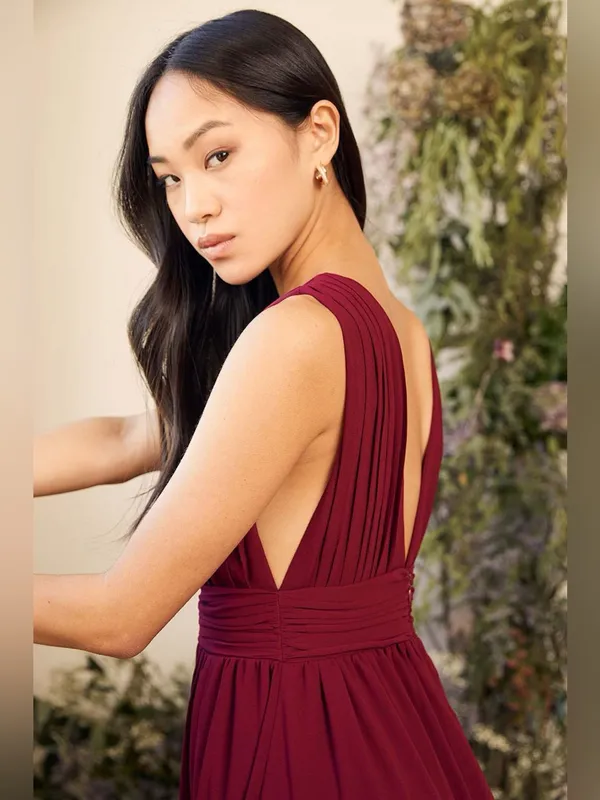 Lulus Heavenly Hues Burgundy Maxi Dress Size Small - Image 3