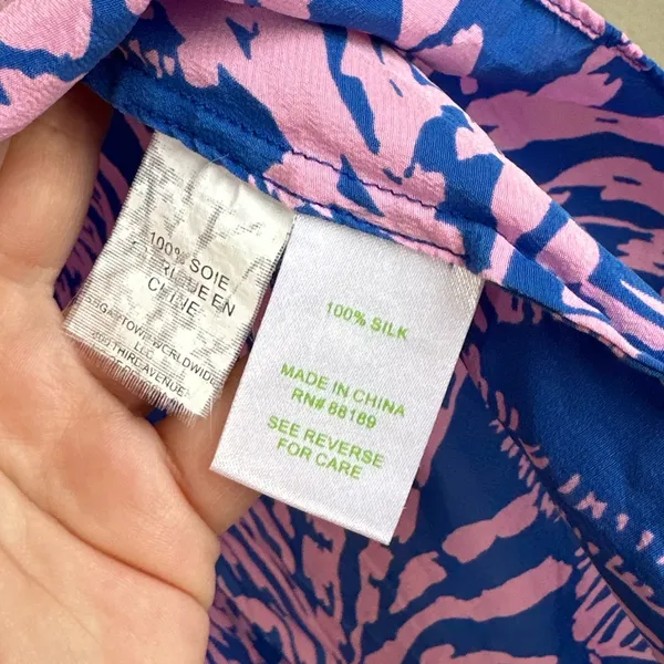 Lilly Pulitzer Silk Zebra and Palm Print Top - Image 5