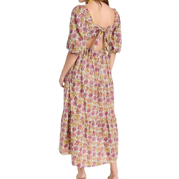 MINKPINK Yasamin Tiered Midi Dress in Pink Yellow Floral M - Image 2