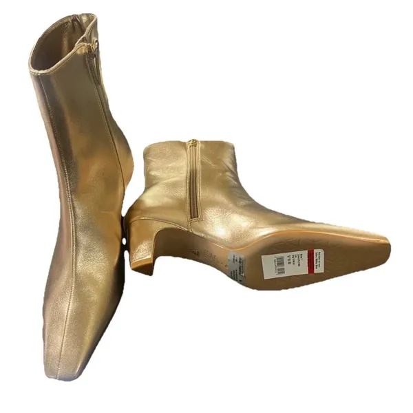 Schutz Boots Sz 5 Dellia Gold/Platina Ankle Bootie Sleek Metallic - Image 7