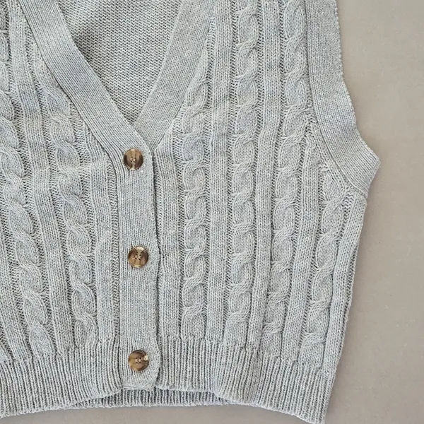 Woman's Gray Cable Knit Sweater Vest Size XS - Image 3