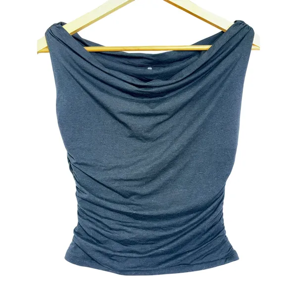 Abercrombie & Fitch A&F Modal Black Ruched Sleeveless Boat Neck Blouse Size XS - Image 2