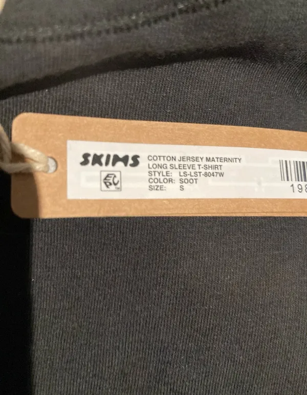 SKIMS Maternity Cotton Jersey Long Sleeve T-Shirt S - Image 4