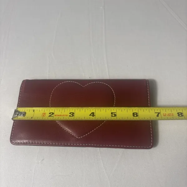 Brighton Checkbook Cover Dark Red Heart Leather Credit‎ Cards ID Slots - Image 4