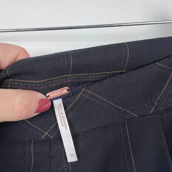 Free People Women's Straight Leg Plaid Pants‎ Sz 10 - Image 4