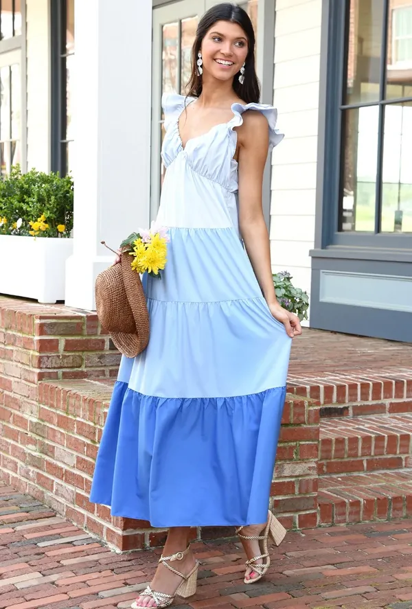 Ruffle Sleeves Tiered Maxi Dress - Image 3