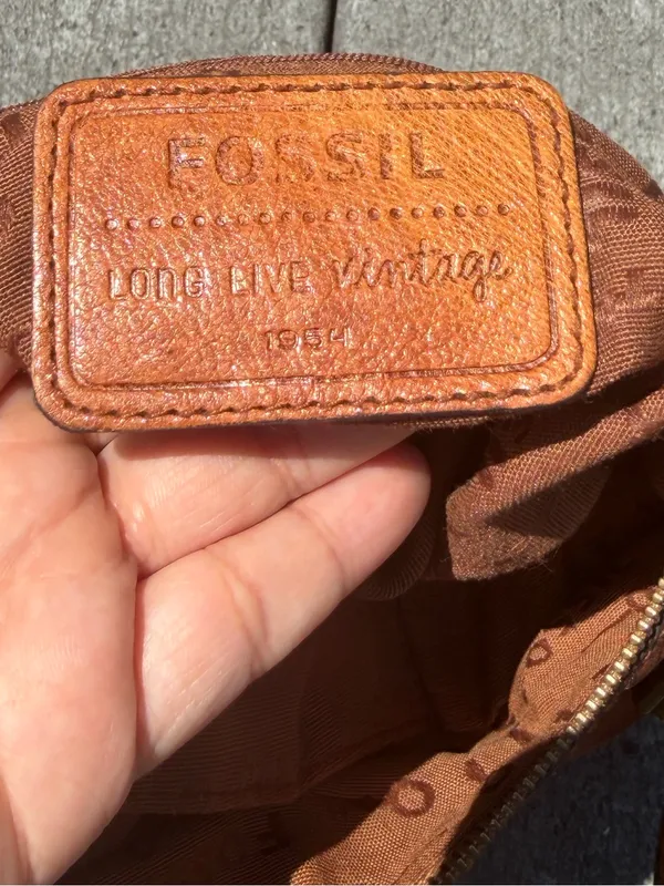 Fossil Long Live Vintage 1954 Brown Leather Crossbody Bag Boho Purse - Image 7