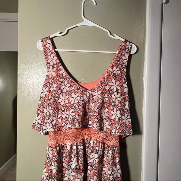 Persaya Women's Juniors Size XL Sun‎ Dress Pink Daisy Floral Lace Sleeveless - Image 6
