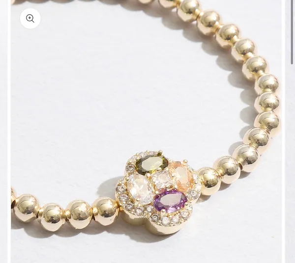 Multicolor Cross Beaded Gold Tone Bracelet - Image 2