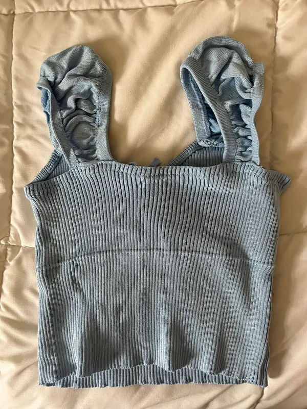 Amazon Blue Knit Crop Top - Image 2