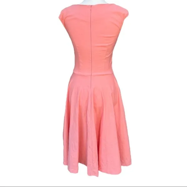 MUXXN Peach 50s Style Swing Fit Flare Cap Sleeve Dress Rockabilly Sz Small‎ - Image 3