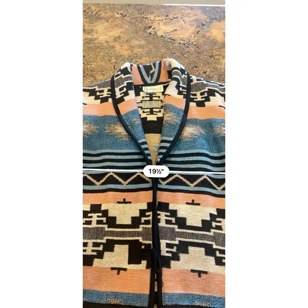 Vintage Tapestry Crop Jacket Aztec Design Size S Cowboy Boho Festival Goblincore - Image 5