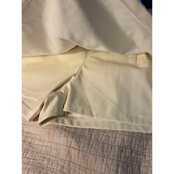 Hot Gal Cream White Faux Leather Wrap Skort Elastic Waist LC731285 Mini Skirt Shorts - Image 3