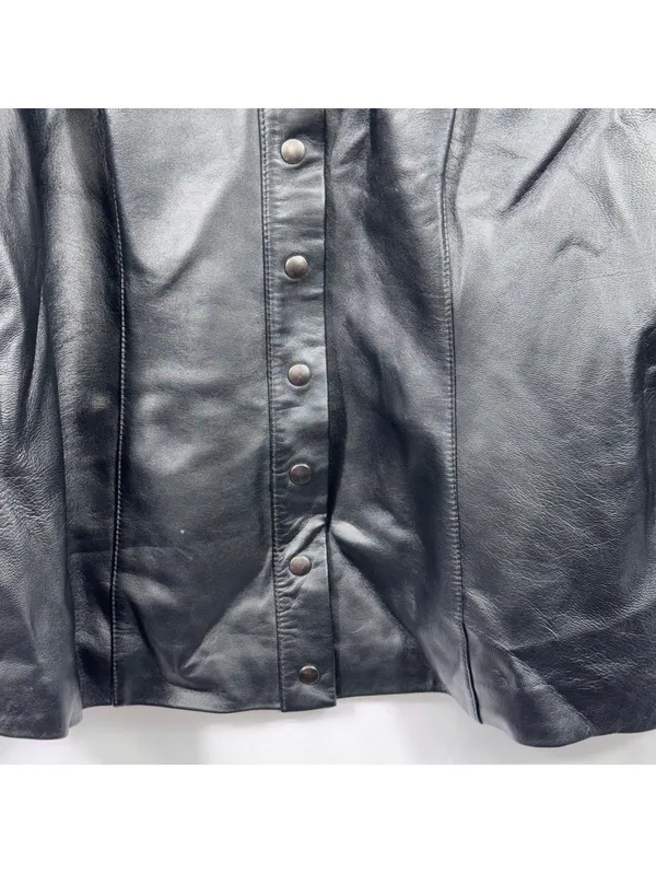 Pamela Dennis L Black Genuine Leather Snap Front Jacket Size L - Image 3