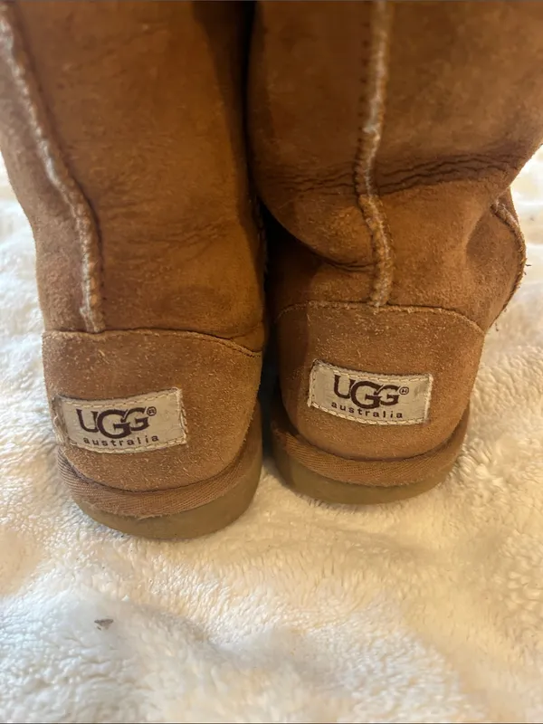 UGG Tall Shearling-Lined Suede Boots in Chestnut - Image 7
