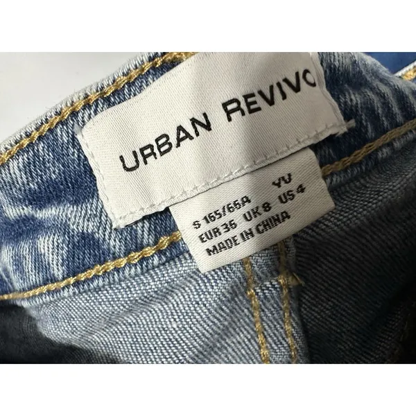 ASOS Urban Revivo Asymmetric Denim Wrap Shorts Light Blue EUC Size‎ S - Image 9