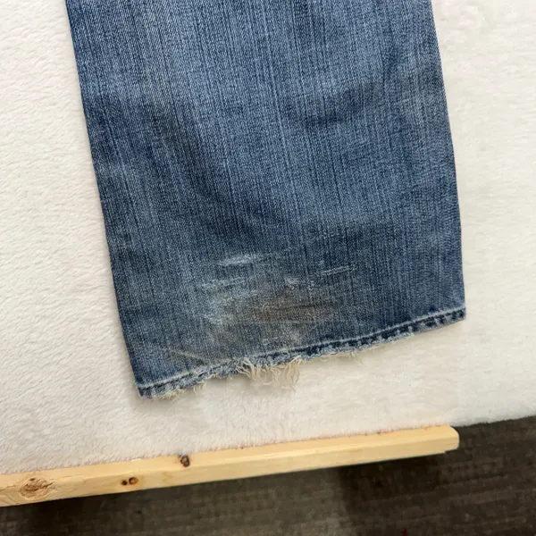 7 For All Mankind 27 Jeans Flare Low Rise Boho Retro Distressed Medium Blue Wash - Image 5