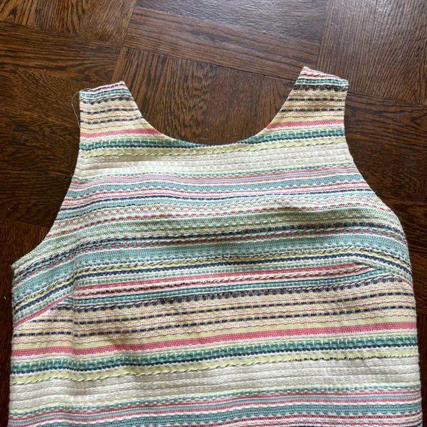 Vilagallo EUC Multicolored tweed shift dress Summer tweed textured V back Blue Size 4 - Image 8