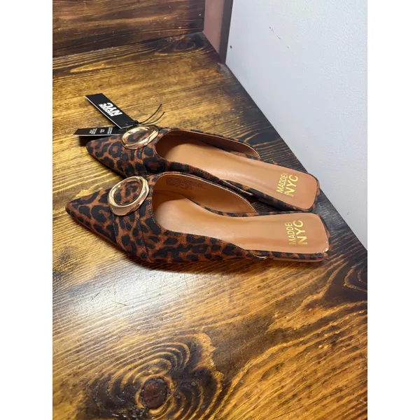 Madden‎ NYC Leopard Pointed Toe Flats Size 9 Brown - Image 3