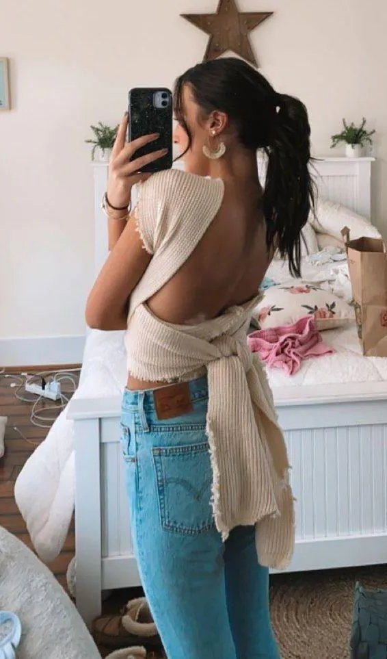 Edge Raw  Knit Crop Top - Image 3