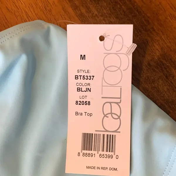 Baltogs NWT Dance Bra Top Medium Light Blue Strappy Lined Athletic Athleisure - Image 2